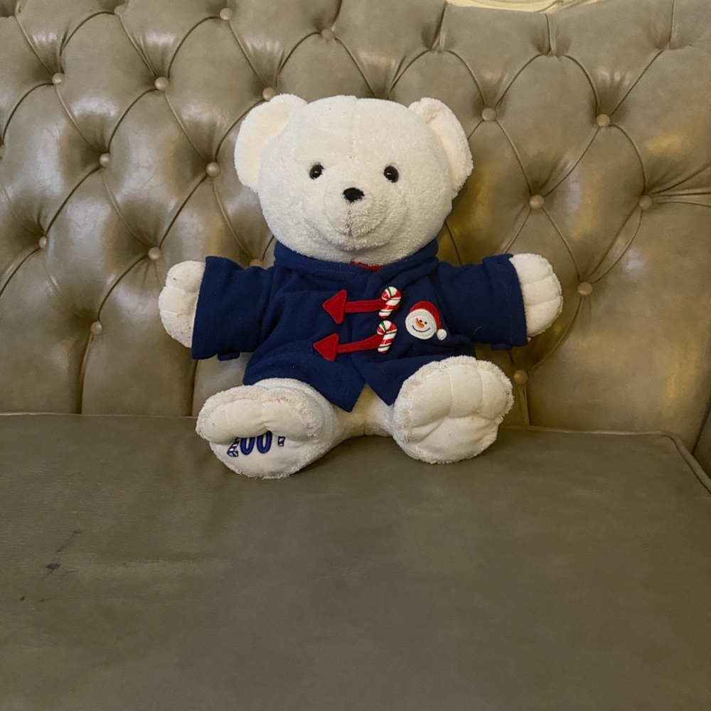 Dan Dee Christmas Collector 2007 Plush Teddy Bear White RED HOODIE JACKET 21"